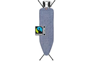 Brabantia - Mesa de Planchar B - para Plancha de Vapor - Universal Ajustable - para Diestros y Zurdos - No se Desliza y No Araña - Plegable - Azul (Denim Blue) - 124x38 cm