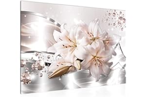 Runa Art Cuadro Flores Lirios Moderno Murales - 100% Made In Germany - Diamante Beige Gris Corredor 021815a