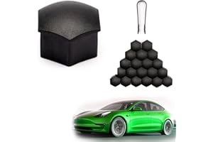 Shop4EV Nakrętki na śruby kół, zestaw 20 sztuk, ze ściągaczem, haki, czarne, kompatybilne ze wszystkimi modelami Tesla