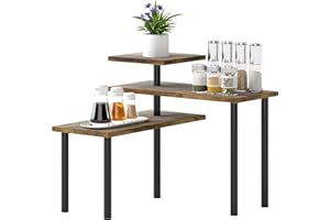 HOMCOM Étagère de Cuisine rotative à 3 Niveaux, étagère d'angle Moderne, Cadre en métal, étagère de Rangement pour Cuisine, Brun Rustique