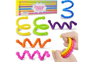 OSDUE Fidget Toys silikon sensoriska pinne, 6 stycken fanged leksaker sensoriska armband barn vuxna anti-stress leksak med texturerad design ADHD autism sensorisk leksak fidget squishy leksak