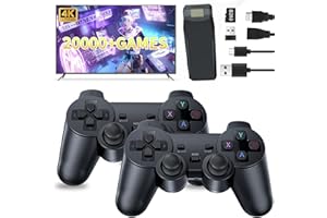 KIYICJK Wireless Retro Game Console Stick Built-in 20000+ Classic Games with 18 Emulators, 4K HDMI Output Nostalgia Plug & Play Retro Video Gaming Stick with Dual 2.4GHz Wireless Controller, 64GB