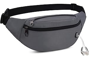 JAZUX Marsupio Sportivo Uomo Donna Grande con 3 Zip Tasche Cintura Regolabile e Dotato di jack per cuffie Impermeabile per Viaggio Ciclismo Running Escursionismo Campeggio