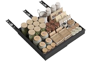 NETEL Cassetto Telescopico Estraibile Organizzatore,per Mobili da Cucina con Pellicola Adesiva,Senza Foratura, Larghezza Regolabile 32 – 52 cm, Nero