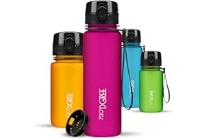 720°DGREE Trinkflasche Kinder 500ml “uberBottle“ softTouch +Sieb - Auslaufsicher, BPA-Frei - Flasche für Schule, Sport, Fitness - Wasserflasche aus Tritan - Schmal, Leicht, Stoßfest, Wiederverwendbar