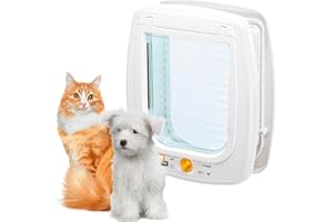 Ferplast Gattaiola, Porta per Gatti e Cani, Entrata e uscita controllabile 4 vie, Protezione da Correnti d'Aria, Porticina per Cani Gatti, Taglia M, Bianco