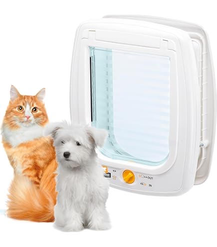 Porte Pour Chien/chats Avec Microchip - ABS Et Verre | Chatière Inclinable, Sûre, Pour Mur Ou Porte