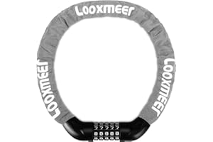 Looxmeer Lucchetto Bici Catena Bicicletta Antifurto a Combinazione a 5 Cifre, Cilindro di Bloccaggio in Lega di Zinco Rinforzato Resistente al Taglio per Biciclette, Motocicli, Scooter, Multi Colori