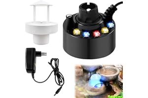 BORDEAG Nebulizzatore ad ultrasuoni, mini generatore di nebbia, nebulizzatore a ultrasuoni, mini macchina per nebbia, 12 LED Mister Fogger Water Fountain Pond Fog Machine 12 LED Three Color Gradient