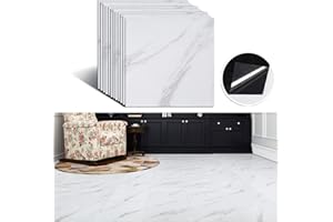 VEELIKE Adesivi per Piastrelle Marmo Bianco Pavimento PVC, Mattonelle Cucina 12Pezzi 30cm x 30cm