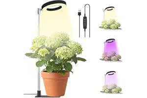 Växtlampa inomhus LED komplett spektrum 3/9/12H timer | Höjdjusterbar trädgårdsbelysning med 10 ljusstyrkenivåer, idealisk för plantor, suckulenter, orkidéer och örter