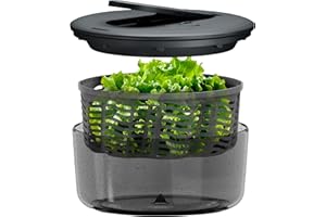 Zyliss Swift Dry Centrifuga per Insalata Grande, Capacità 6 L, Tecnologia AquaVent, Senza BPA, Base antiscivolo, Lavare verdure e lattuga, Lavabile in lavastoviglie, Colore Grigio