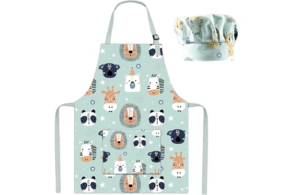 Tablier pour enfants avec sangle réglable pour garçons et filles, 100 % coton, tablier de chef avec poche pour cuisine