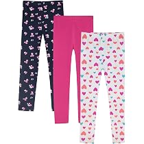 LAPASA Lot De 4 Leggings Fille - Uni Et à Motifs Pour Danse, Gym - 95% Coton - Tailles 3-13 Ans