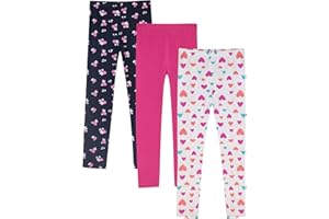 LiKing Kinder Mädchen Leggings Hosen Blumenmuster Stretch aus Baumwolle 2/3er Pack 4539