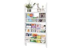 GREENSAPPIRE Kids Bookcase Modern Childrens Bookcase 4-Tier Book Shelf Display Rack Book Shelf Kids Room 10 CM Depth Suitable for Children's Children's Room School 116.5x60x 10CM White