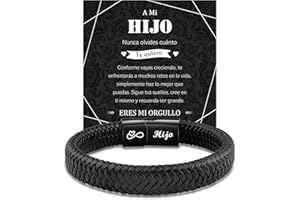 MANVEN Pulsera Hijo Regalo para Hijo Regalos Para Mi Hijo Adolescentes Regalo Cumpleaños Hijo Pulsera Cuero Hombre Grabado Hijo Navidad Graduación Inspiración Regali