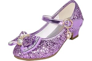 ZOUPREME Scarpe da Principessa Elsa per Bambine, Splendenti Scarpe Mary Jane con Tacco Basso, Sandali Eleganti con Velcro