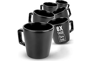 PURE LIVING INTERIOR DESIGN Manhattan Wysokiej Jakości Zestaw Filiżanek do Kawy z Kamionki, 6 Osób, W Stylu Miejskim, Nadaje Się do Mycia W Zmywarce, Kuchenki Mikrofalowej i Zarysowania, Stylowy Zestaw Kubków
