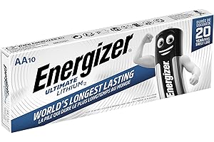 Energizer Ultimate Lithium AA Batteries (10 Pack) - The World's Longest Lasting Double A Battery - 100% Leak Proof Construction - 25 Year Shelf Life - 1