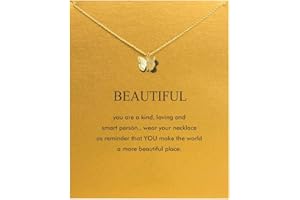 upeilxd Friendship Charm Gold Necklace for Women Good Luck Pendant Chain Sun Butterfly Angel Wings Girl Jewelry Necklace with Message Card Girls' Birthday Gift Card