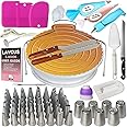Lavcus Set Decorazioni 124 Pezzi di Utensili per Torte della Pasticceria Professionale,Supporto per Giradischi Rotante, Spato