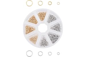 UNICRAFTALE Environ 800pcs 4-8mm 8 Tailles Anneaux de Saut en Acier Inoxydable Anneaux de Saut Ouverts Anneaux de Connecteur en Métal Anneaux de Bijoux de Couleur Or et Acier Inoxydable