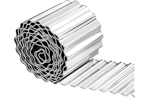 FOCEFEC Garden Edging 6m, 20cm Tall Corrugated Galvanised Steel Lawn Edging, Flexible Landscape Edging for Plant Border, Flower Bed Edge, Tree Surrounds, Silver