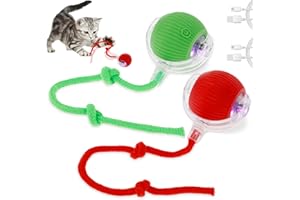 BOBASH 2 Stück Interaktives Katzenspielzeug Ball Katzenball Spielzeug Elektrisch 360° Rolling Ball Hund Hundespielzeug mit USB für Katzen Hunde