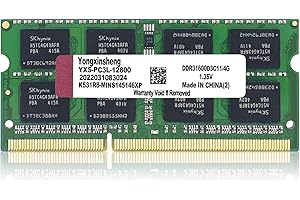 YONGXINSHENG DDR3 / DDR3L 4GB Laptop RAM 1600MHz PC3L/PC3-12800 SODIMM Non-ECC Unbuffered 1.35V/1.5V 2Rx8 Dual Rank 204 Pin CL11 Notebook Computer Memory Upgrade Module(Green)