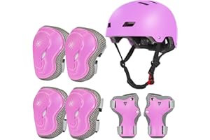 LANOVAGEAR Casco y Protecciones para niño Ajustable Infantiles Set Rodilleras Coderas Muñequeras para Bicicleta Scooter Ciclismo Rodillo Patinaje