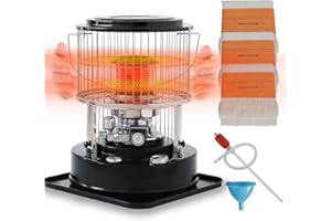 Poêle à Pétrole Sans électricité, 6L Chauffage Petrole Interieur avec Protection de Renversement, Chauffage d'appoint Economique, Poêle à Pétrole à Mèche 3, Portable Chauffage Camping, Terrasse