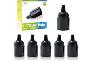 E27 Lamp Holder, E27 Screw Lamp Holder, E27 Bulb Holder, Bakelite Bulb Socket, ES Lampholders, Pendant Light Fittings Suitable for Edison Bulbs, Black, 6-Pack, PEBA