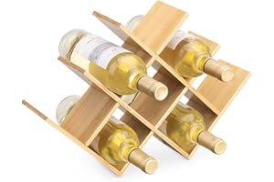 Navaris Botellero de Vino de diseño - Soporte de bambú apilable para 8X Botella - Estantería para almacenar Bodega de vinos - 43.5 x 10 x 29.5 CM