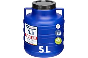 Garronda 5 Liter Weithalsfass aus BPA-freiem Futtertonne Fass Universalfass Lebensmittel Fass Regenfass für Garten Regentonne mit Deckel Regenwassertonne für Garten Wassertonne GD-0078, Blau
