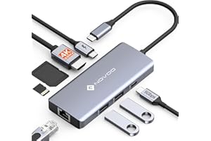NOVOO Hub USB C 4K@60Hz HDMI 8-in-1 Gigabit Ethernet Adattatore USB C con 100W PD, SD/TF Lettore di Schede, 2 USB-A 3.0+1 USB-C Docking Station Compatibile con MacBook/iPad/iPhone/Dell/HP/Surface
