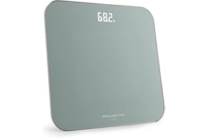 Rowenta Classic 2.0, Bilancia con Schermo Invisibile LED Facile da Leggere, Capacità 180kg, Design Moderno e Funzioni Intelligenti, AutoAccensione e Spegnimento Automatico, Colore Eucalipto, BS1903V0