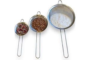 AHASON'S Sieve/Strainer (Pack of 3) | 8cm, 12cm & 18cm | Finest Mesh| Grade Stainless Steel | No Sharp Edges | Temperature-Proof| Anti-Corrosive | Bend-Proof