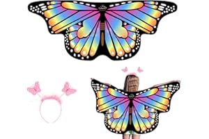 Ailes de Papillon Enfant, Cape Papillon Enfant Lead Band Enfants Déguisement Ailes de Fée Papillon Ailes de Papillon Ailes Papillon Filles Fantaisie Robe Party Play Party Like 3-8 Ans (Rainbow)