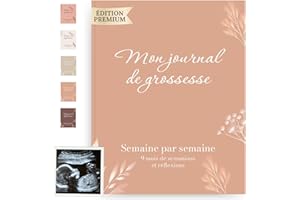 HuBorns - Journal de Grossesse pour Capturer Chaque Moment Hebdomadairement, Livre Grossesse Future Maman avec Espace pour Photos et Ultrason, Livre De Grossesse à Remplir pour Préparer l'Accouchement
