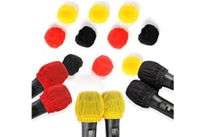 DEEDPF Lot de 100 couvertures de micro hygiéniques jetables non tissées antibactériennes pour la plupart des microphones portables, pour karaoké, concerts, karaokés d'enregistrement （50Noir 25Rouge 25Jaune）