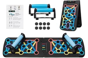 GUKOY Składana przenośna deska do pompek 17 w 1, wielofunkcyjne urządzenie fitness do treningu całego ciała, efektywne uchwyty do pompek i budowanie mięśni w domowej siłowni