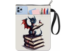 CRASPIRE Custodia per Libri Dragon Book Sleeve Protezione per Libri Tascabili Copertina in Tessuto Lavabile con Cerniera e Tasca Extra per Amanti dei Libri Regalo per Compagni di Classe