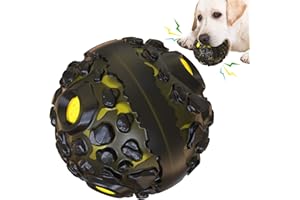 CYBERNOVA Interaktywna trwała piłka do żucia dla psów, zabawna piszcząca piłka psów, dla małych, średnich i dużych ras (czarna + żółta)