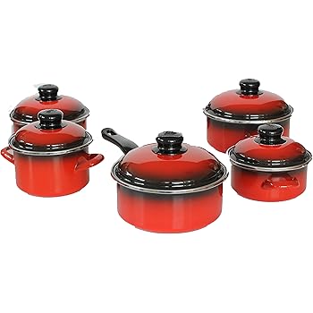 Zimmermann24de Tolles Kochtopfset Topf Set Töpfe rot weiße