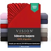 VISION Fitted Sheet - 100% Cotton - Single Bed (90 x 190 cm) - Elasticated Corners - Fits Mattresses up to 25 cm - Oeko-Tex C