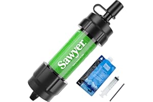 Sawyer Mini PointONE Filtro Acqua da Esterno per Emergenze, Rimuove il 100% di Microplastiche e il 99,99999% di Tutti i Batteri