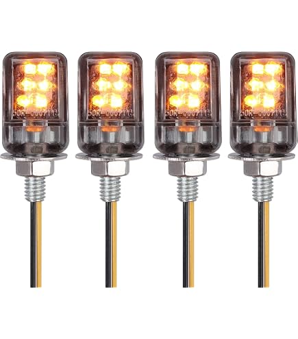 4 Clignotants Moto LED E24 Homologués - Mini Séquentiels Ambre 12V Universels Pour Street, Sport, Dirt Bike