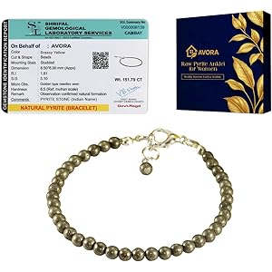 AVORA Raw Pyrite Anklet for Women | Natural Stone Jewellery for Wealth, Luck & Protection | Certified Pyrite Crystal Payal | Spiritual Healing Jewellery Gift for Girls & Women