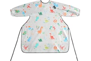 PewinGo Baberos Bebe Impermeables, Babero con Mangas se Adhiere a su Trona, Cómodos y Suaves para BLW Mess-6 meses a 30 meses